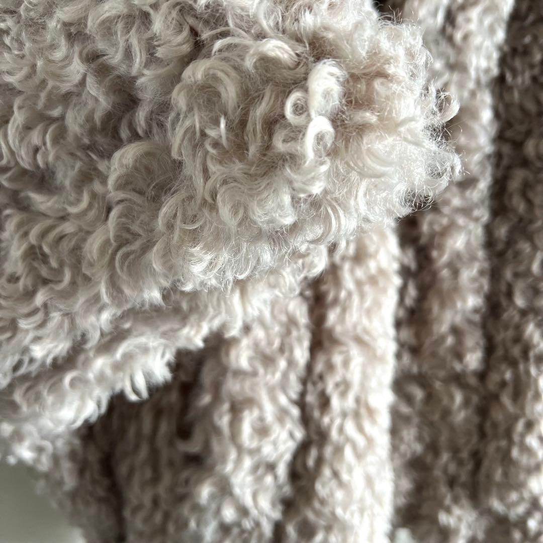 新品FENNELフェンネル ボアポンチョベスト グレージュ M YAMADAYA