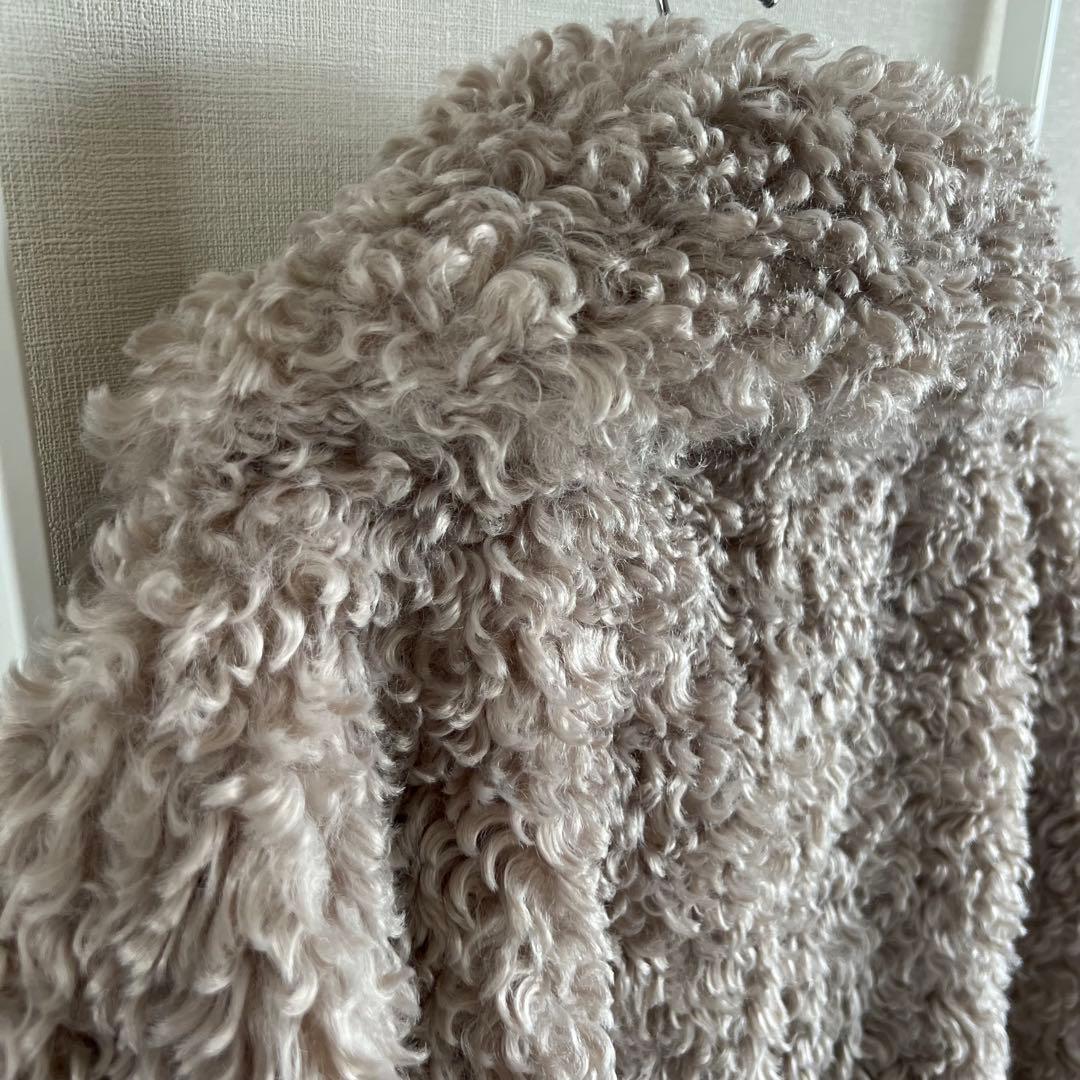 新品FENNELフェンネル ボアポンチョベスト グレージュ M YAMADAYA