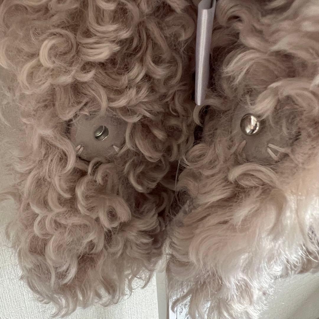 新品FENNELフェンネル ボアポンチョベスト グレージュ M YAMADAYA