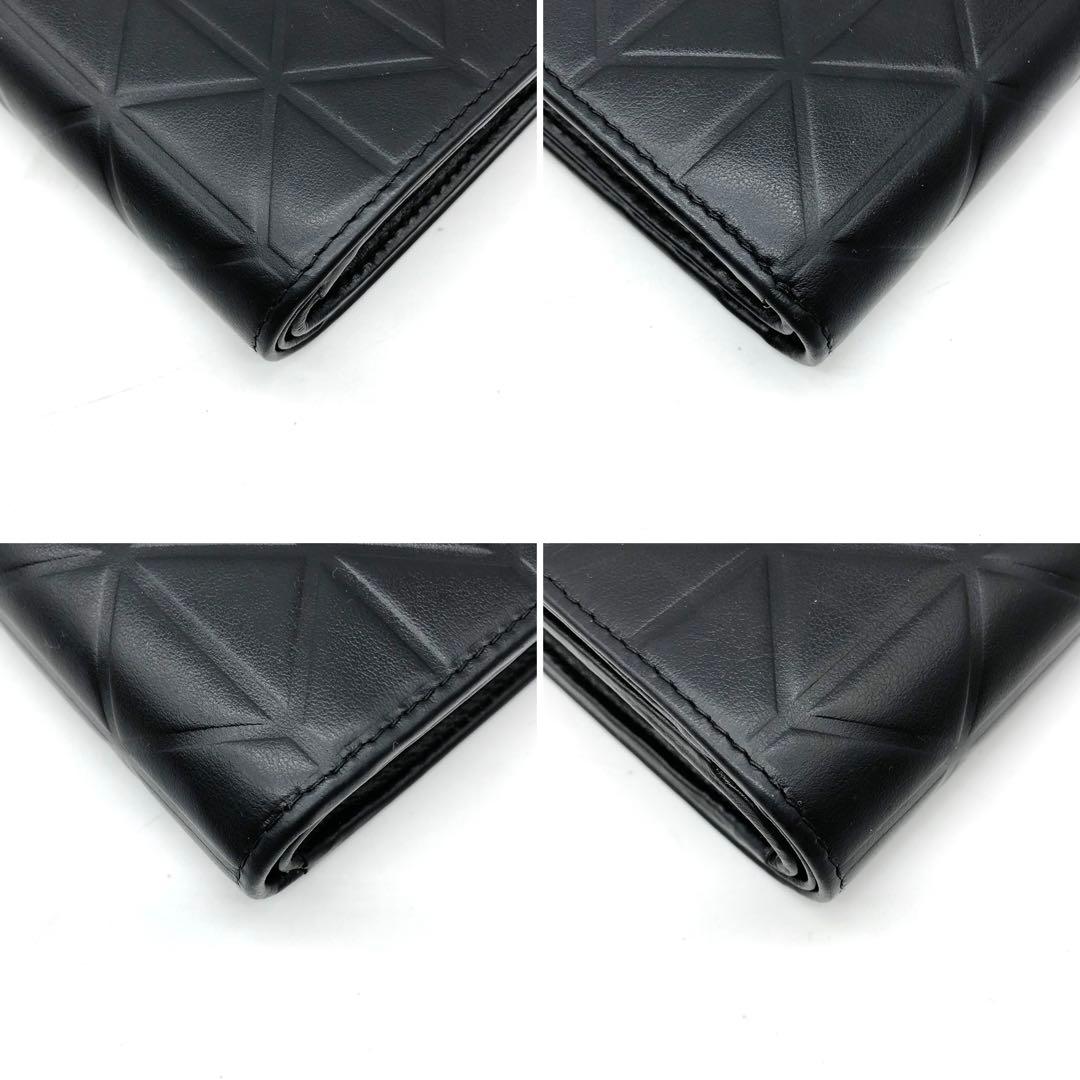 ✨極美品✨プラダ 二つ折り財布 三角ロゴ ゴールド金具 ソフトカーフ レザー 黒