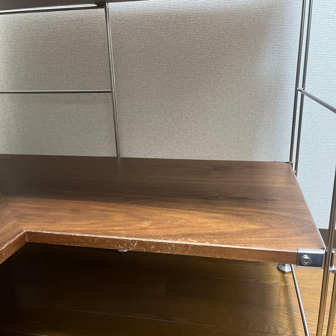無印良品　ステンレスユニットシェルフ　コーナータイプ(ウォールナット材)セット