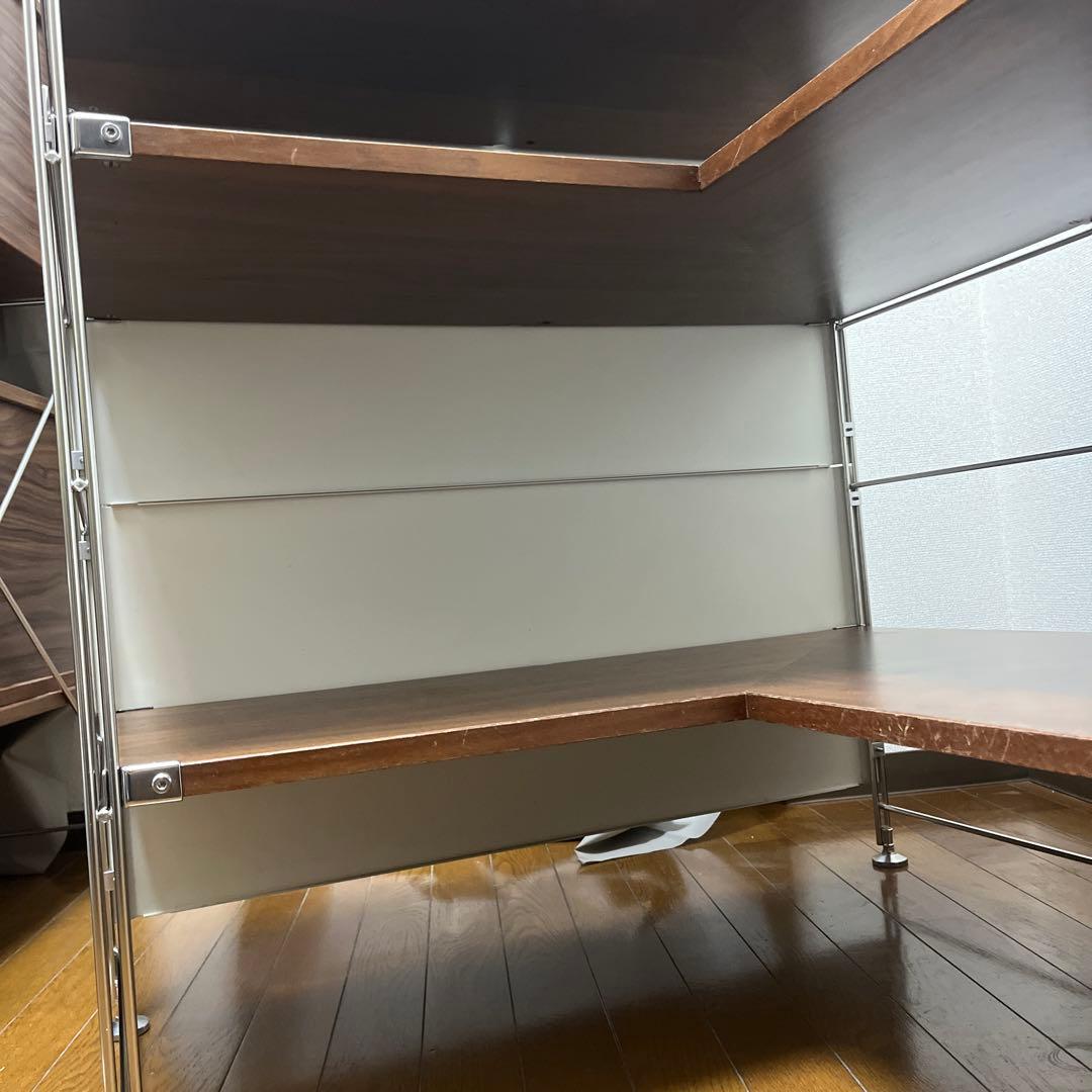 無印良品　ステンレスユニットシェルフ　コーナータイプ(ウォールナット材)セット