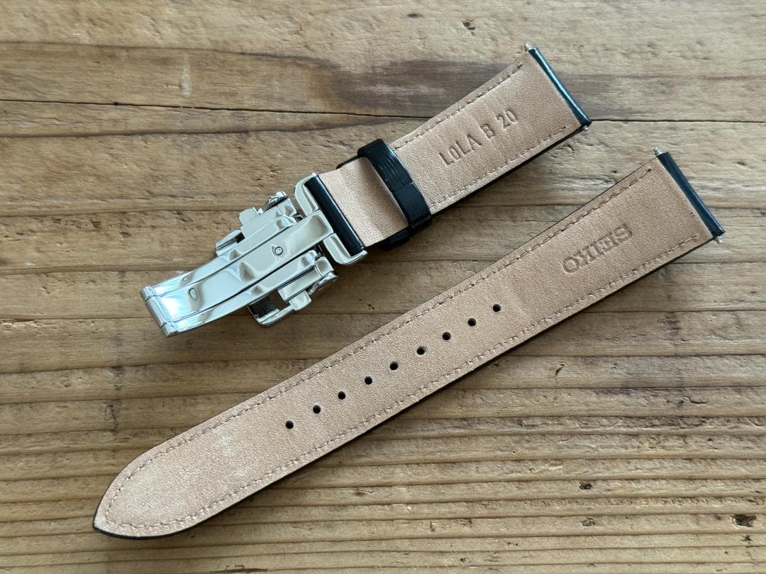 SEIKO プレザージュ 20mm 純正革ベルトバックル付 馬皮革 ブラック