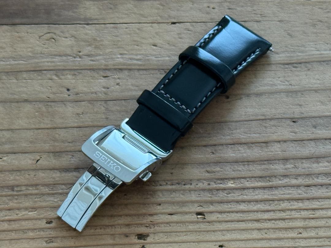 SEIKO プレザージュ 20mm 純正革ベルトバックル付 馬皮革 ブラック