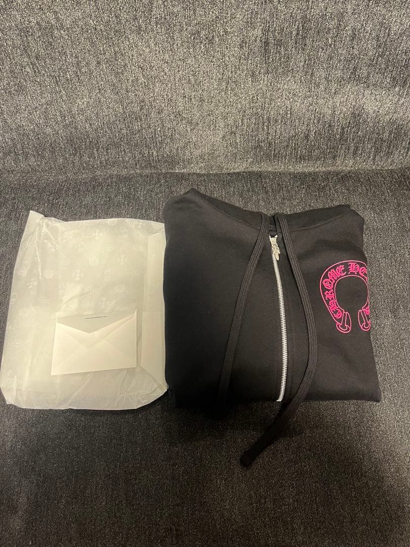 クロムハーツ ジップアップ パーカー ピンク フローラルクロス ホースシューXS