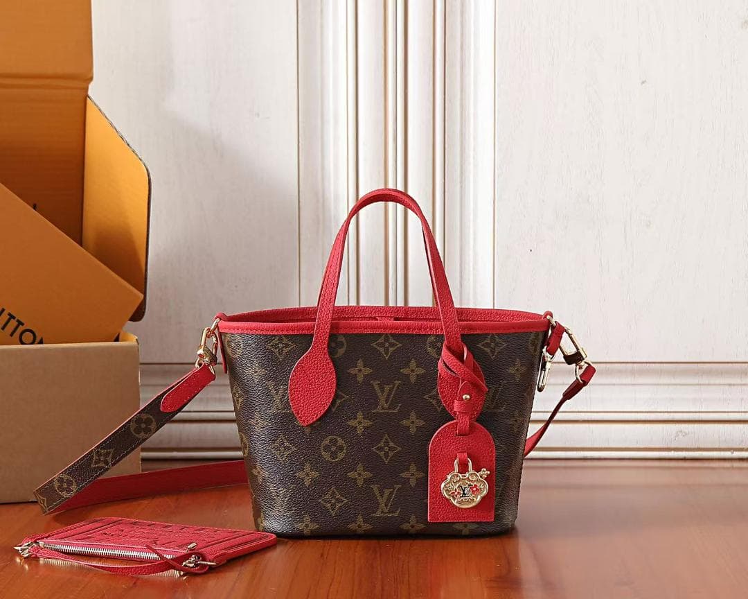 ショルダーバッグ ブラウン/レッド