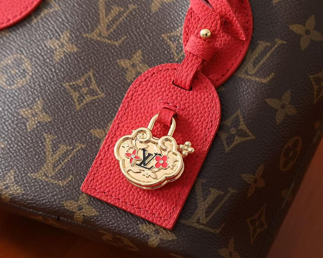 ショルダーバッグ ブラウン/レッド