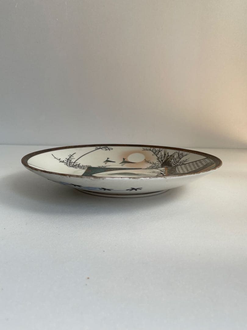 ②明治時代 九谷焼 人物図八寸皿 十客　お皿/大皿/中皿/アンティーク皿