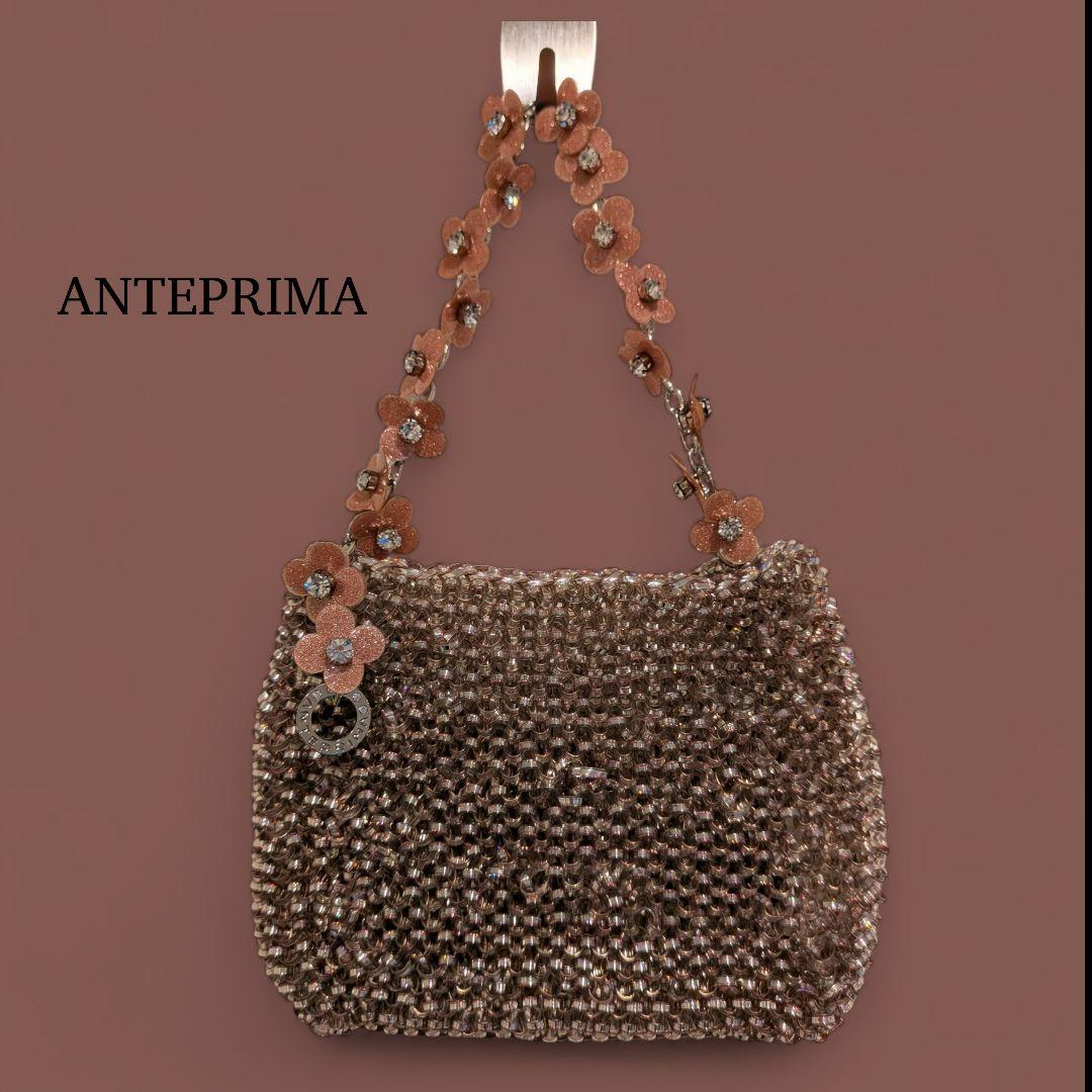 美品✨️アンテプリマ＊* フラワーハンドル ピンクベージュ バッグ