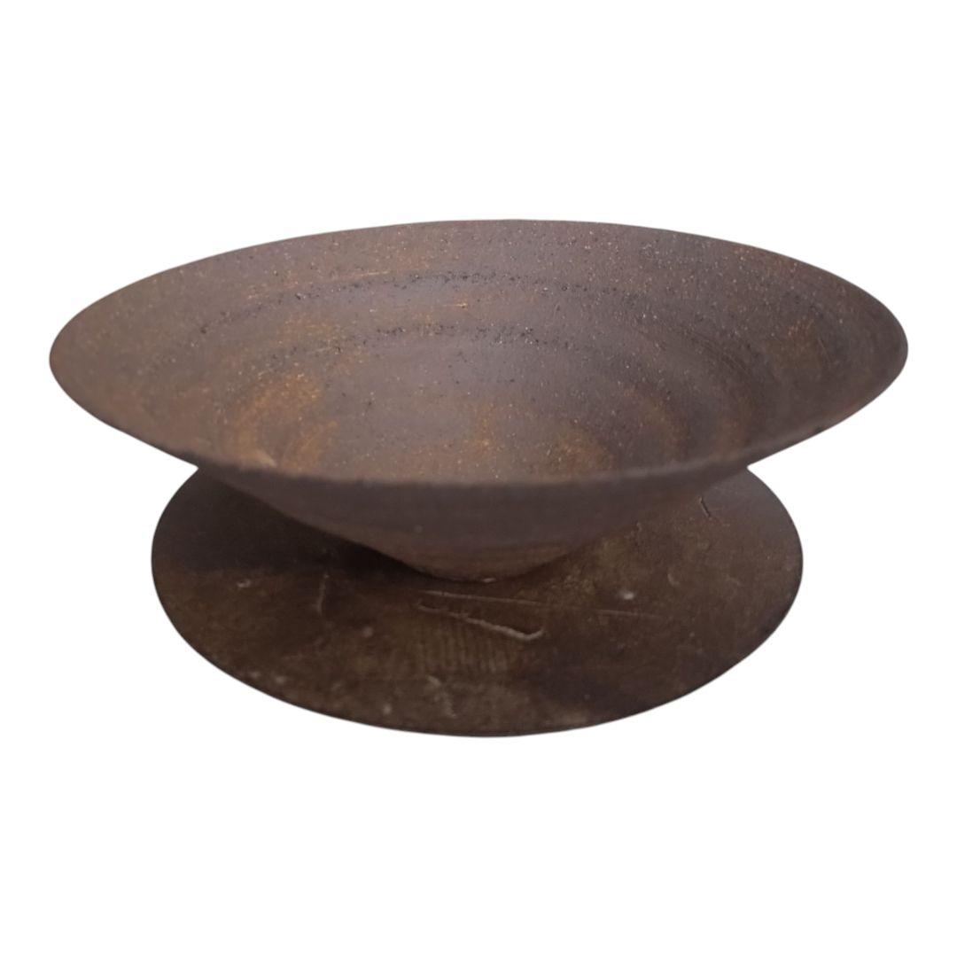 【未使用】二階堂明弘さん 陶器ボウルと陶板 ホワイト系＆ブラウン の２色セット