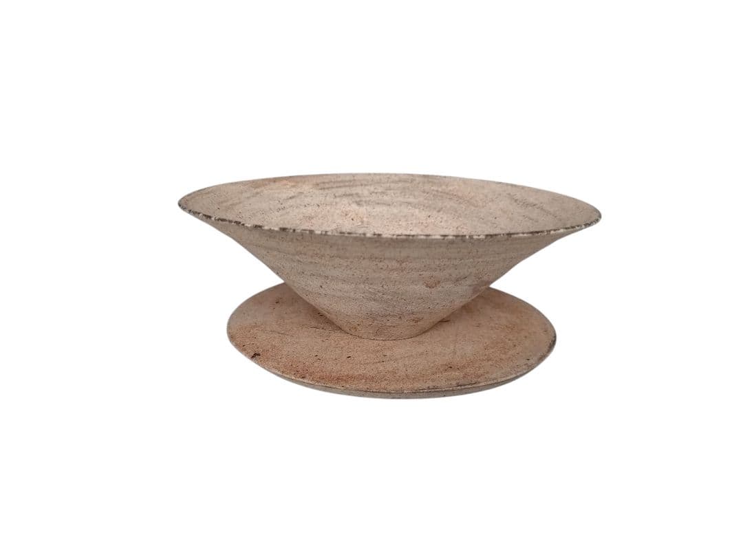 【未使用】二階堂明弘さん 陶器ボウルと陶板 ホワイト系＆ブラウン の２色セット