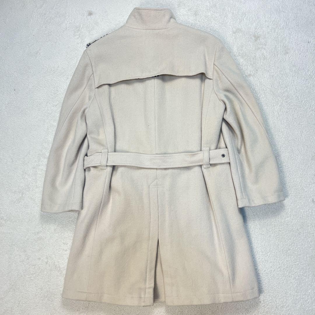 バーバリーブラックレーベル ベルト付 ノバチェック クリーム色 コート Mサイズ