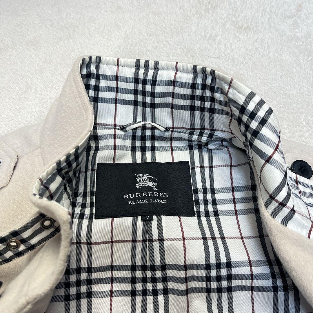 バーバリーブラックレーベル ベルト付 ノバチェック クリーム色 コート Mサイズ