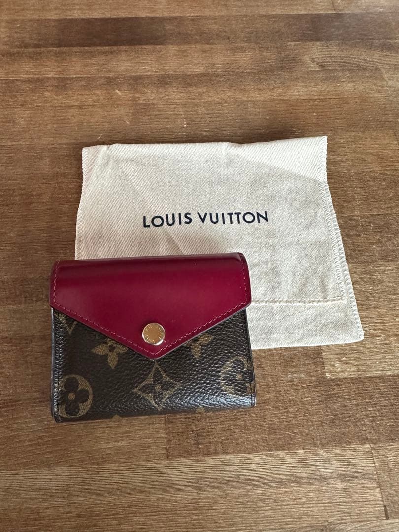 LOUIS VUITTON 三つ折り財布 ブラウン/ワインレッド