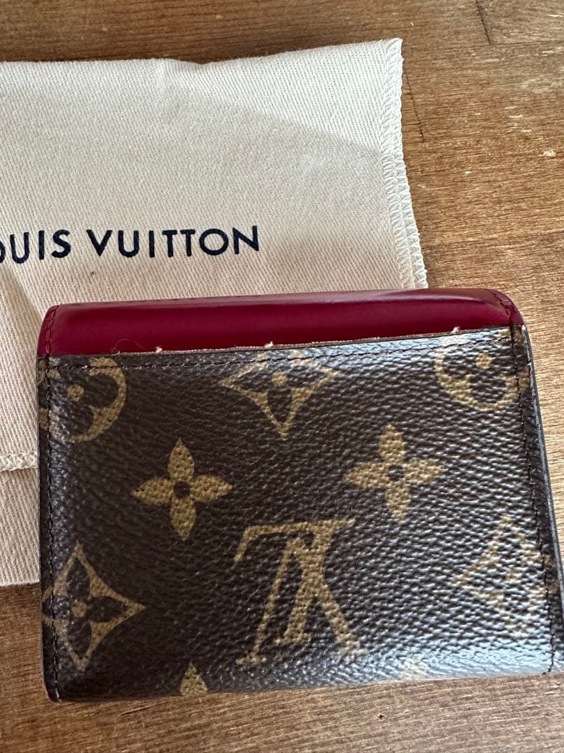 LOUIS VUITTON 三つ折り財布 ブラウン/ワインレッド