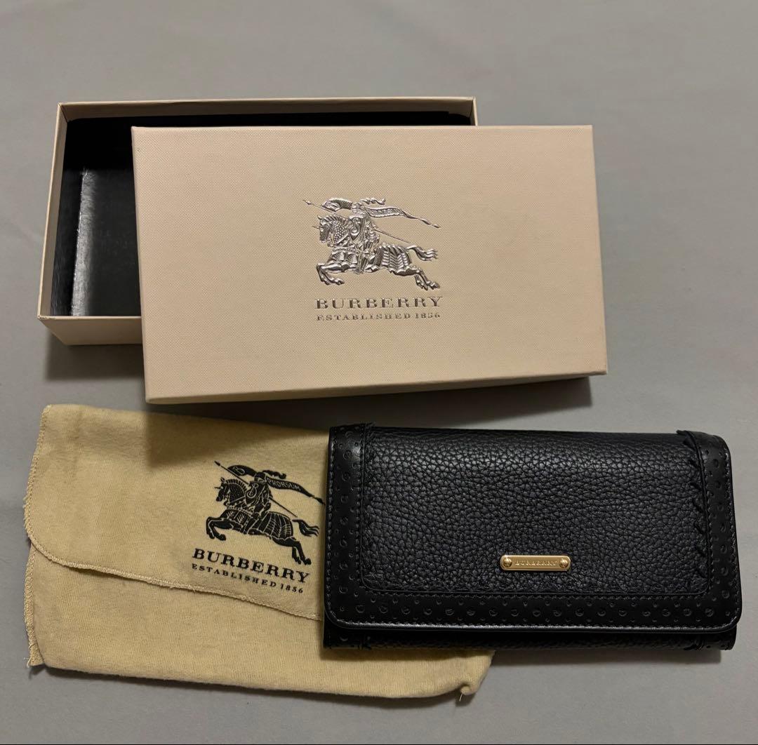 箱，保存袋付き！バーバリー 長財布 ブラック レザー BURBERRY