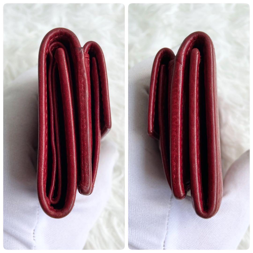 美品✨人気定番✨グッチ 三つ折り財布 GGマーモント コンパクト レッド