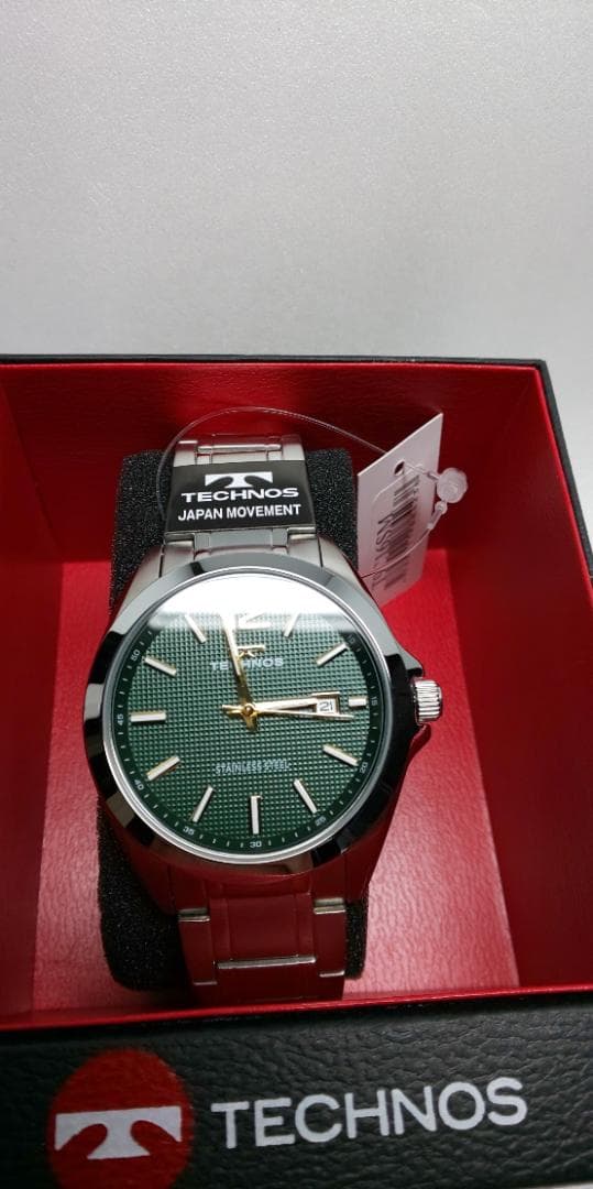 テクノスデイト付メンズクオーツウオッチT9C16SM　がリーン