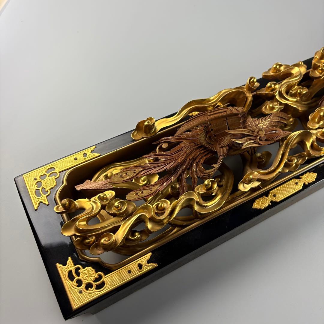 木彫 金彩色 透彫 欄間 細密彫刻