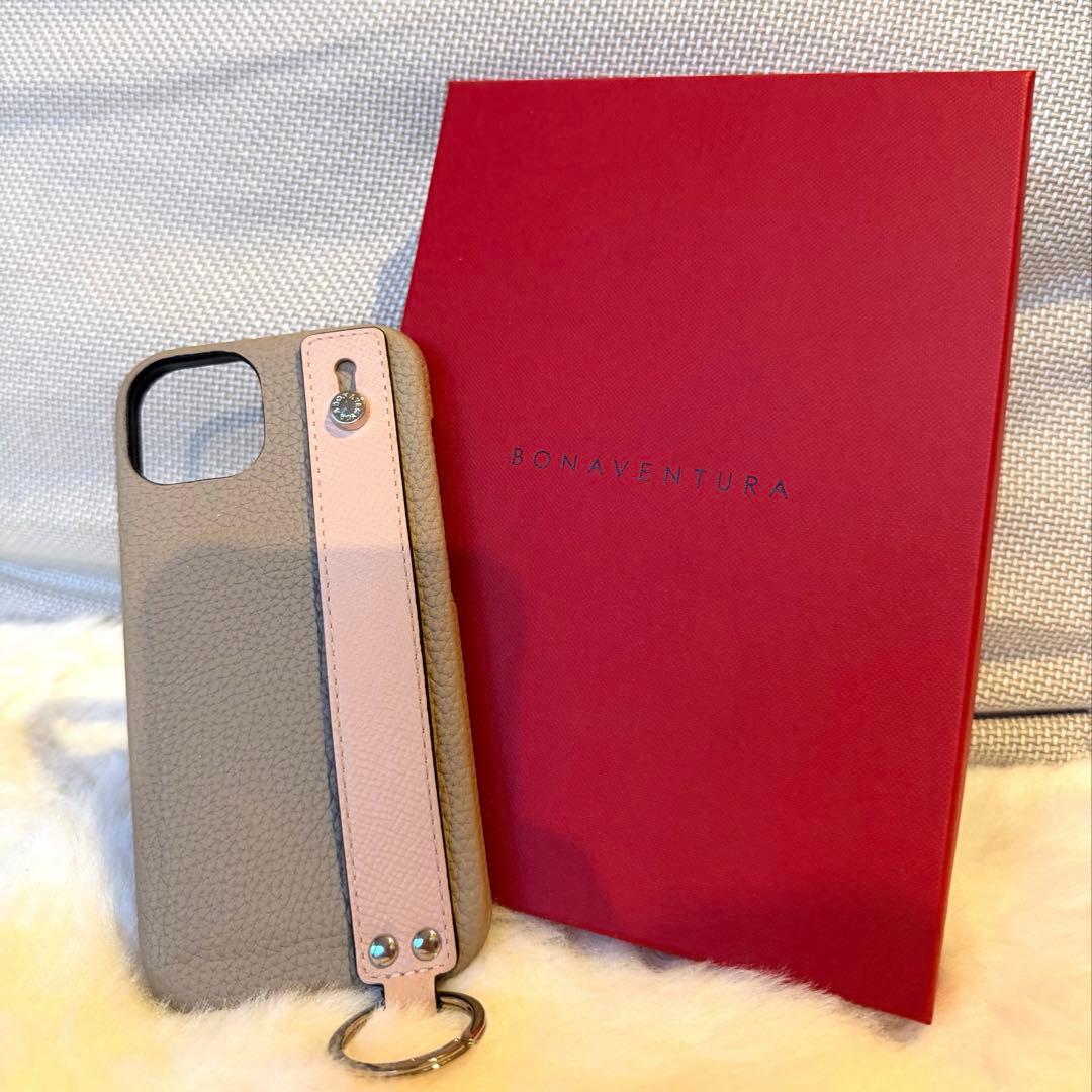 ボナベンチュラ ストラップ付きケース ベージュiPhone14