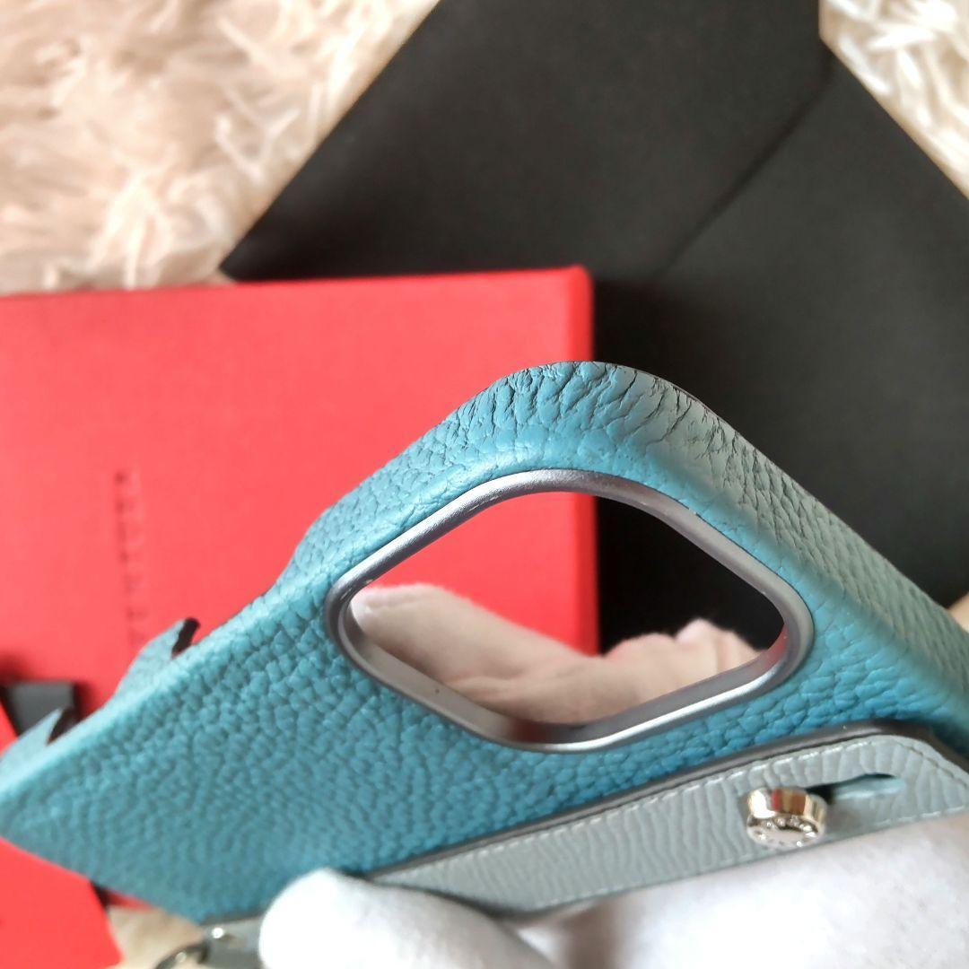 極美品✨BONAVENTURA iPhone 16 ハンドル付き 青 バイカラー