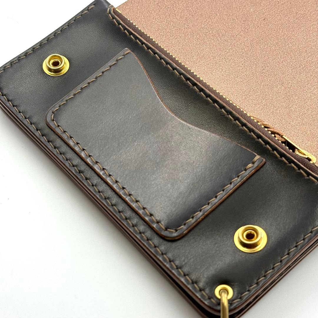 トラッカーウォレット(ブラック)サドルレザー　タロンジッパー　真鍮金具