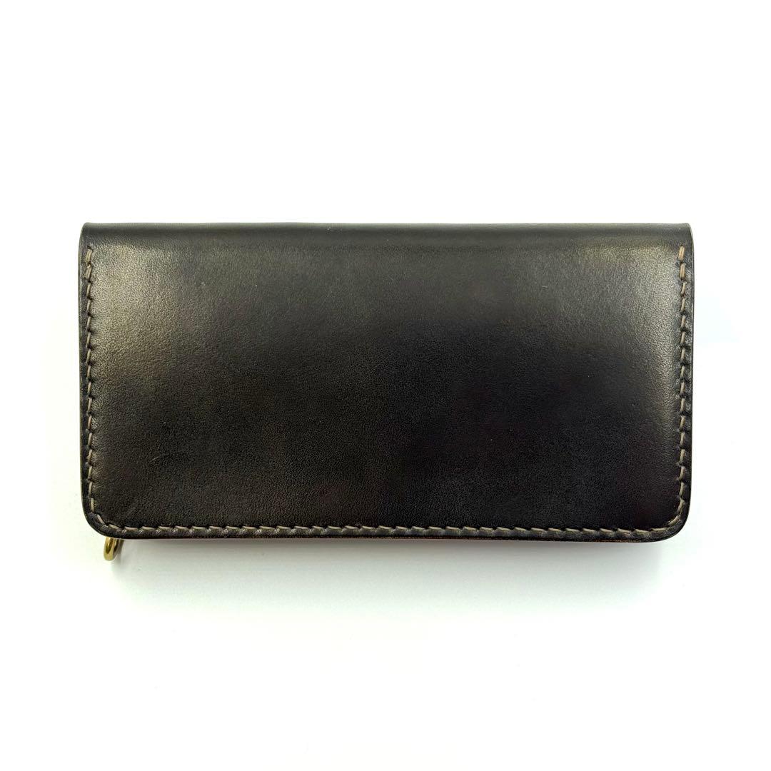 トラッカーウォレット(ブラック)サドルレザー　タロンジッパー　真鍮金具