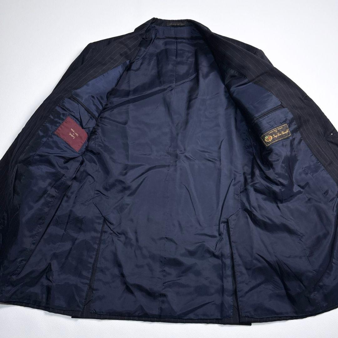 美品 ロロピアーナ スーツ セットアップ M ネイビー ストライプ シップス