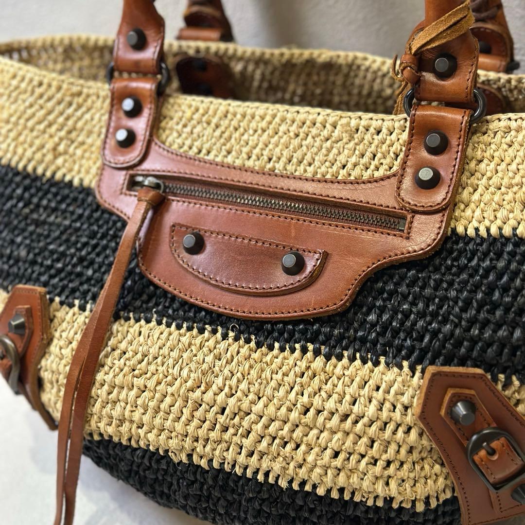 BALENCIAGA Le Cagole raffia bag cityシティ