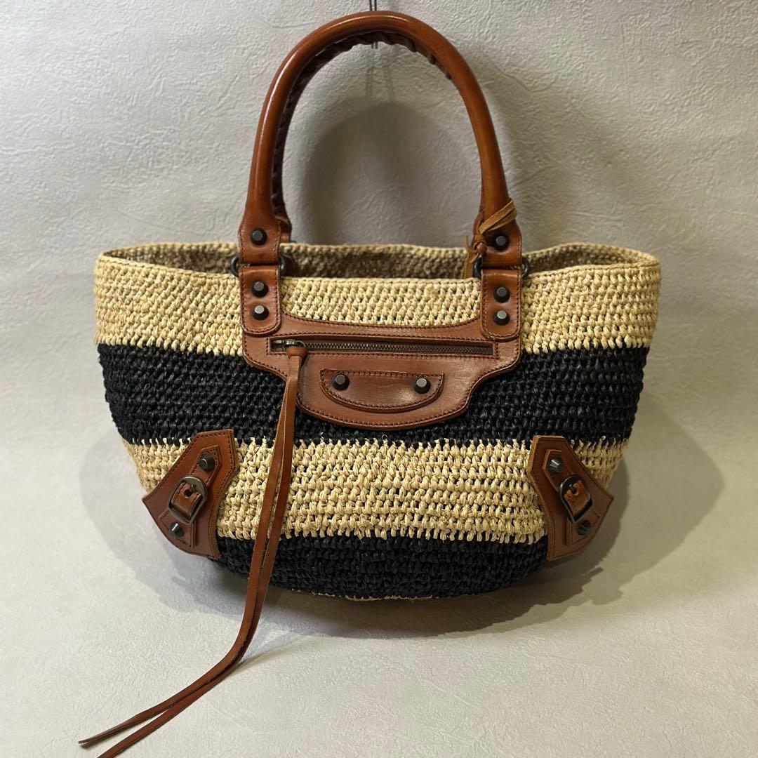 BALENCIAGA Le Cagole raffia bag cityシティ