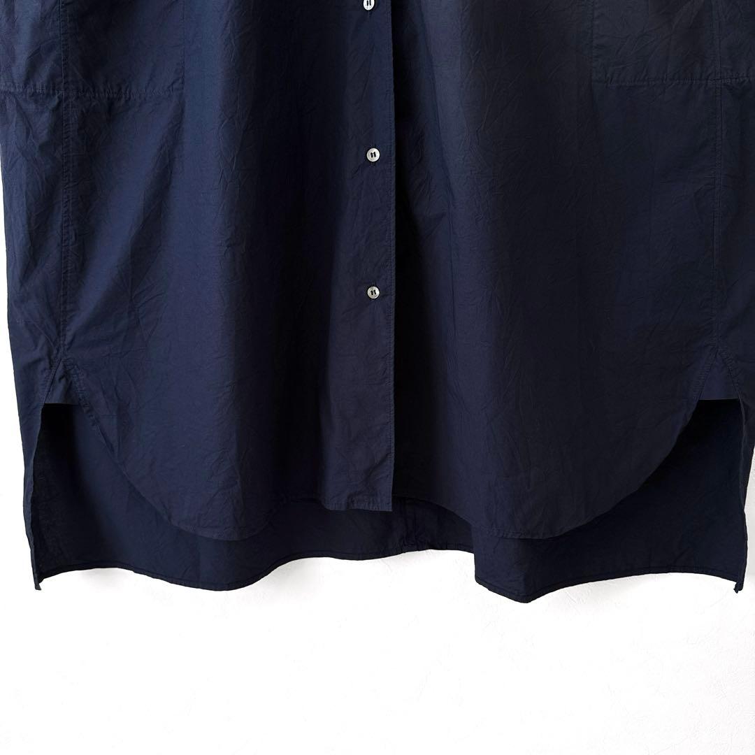 美品 yuni コットンキャッチワッシャーバンドカラーワンピース オーバーサイズ