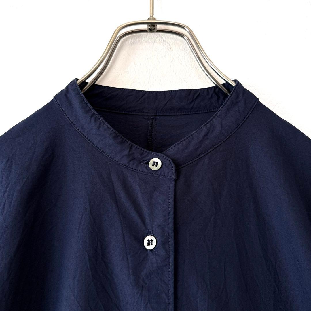 美品 yuni コットンキャッチワッシャーバンドカラーワンピース オーバーサイズ