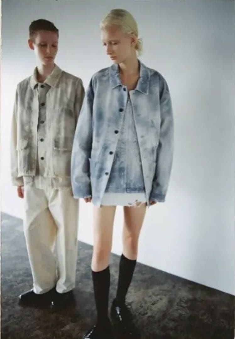 【即完売】ANCELLM UNEVEN PAINT COVERALL/BEIGE