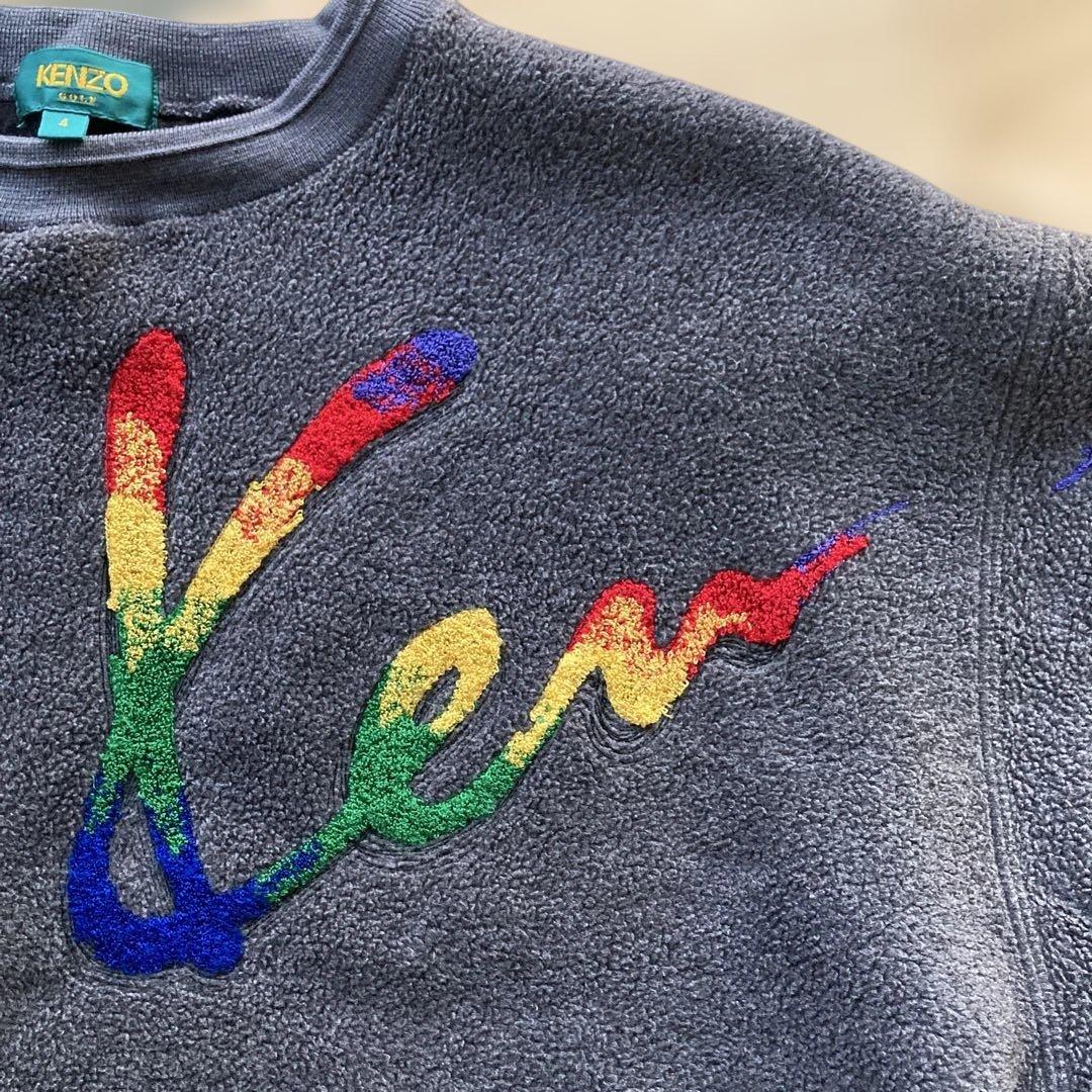 VINTAGE Kenzo GOLF カラフル刺繍ロゴ フリーススウェット　XL