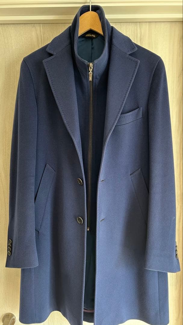伊勢丹メンズ×ロロピアーナ レインシステム チェスターコート ネイビー 44