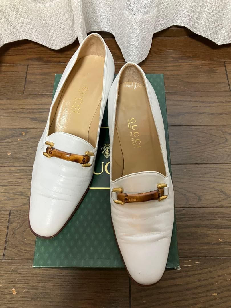 GUCCI ホワイトレザー バンブー