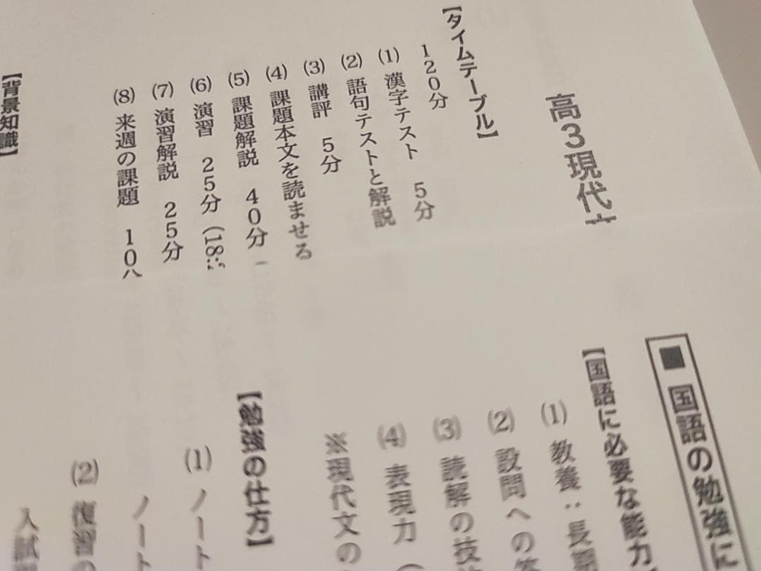 鉄緑会の24年高3現代文ハンドアウト現代文の要点フルセット　駿台　河合塾