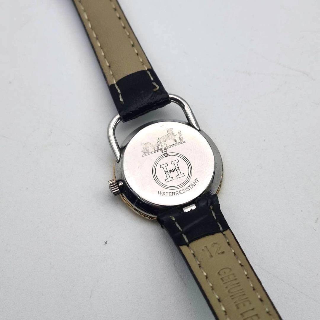 新品ベルト✨　エルメス　アルソー　ホワイト文字盤　腕時計　クォーツ　コンビ　2針