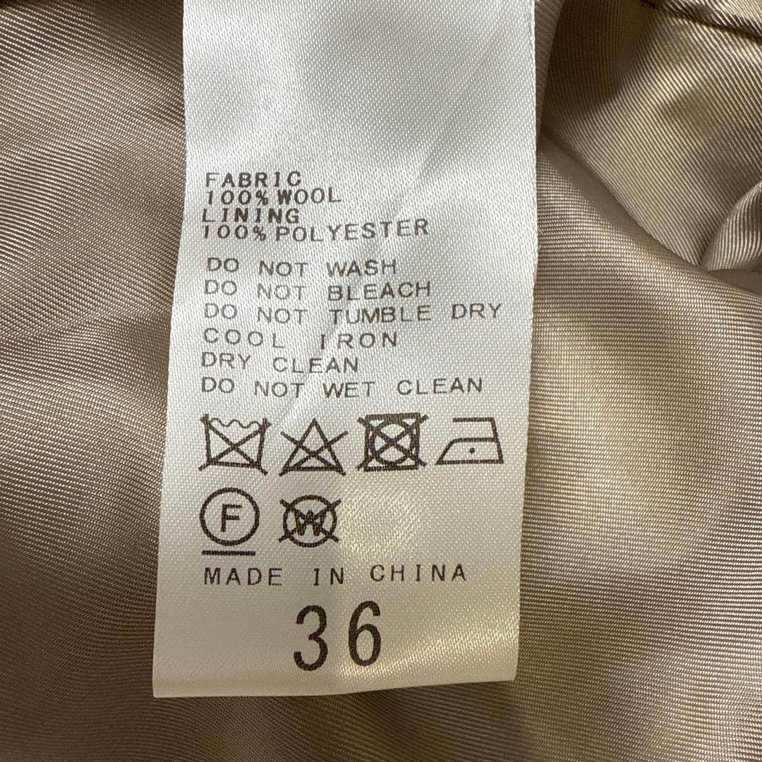 スーパー 140 ビーバー ノーカラー ショートコート ベージュ