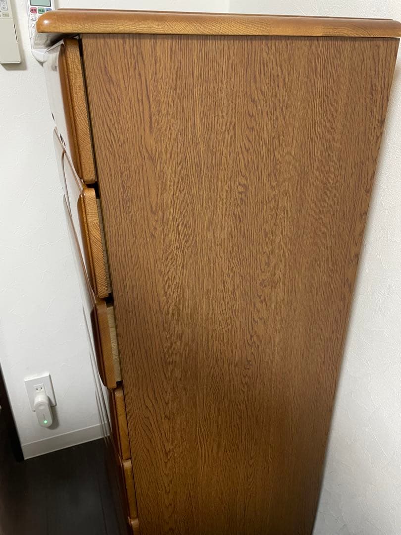 木製7段チェスト タンス　オーク材　箪笥　ハイチェスト　棚　引き出し付