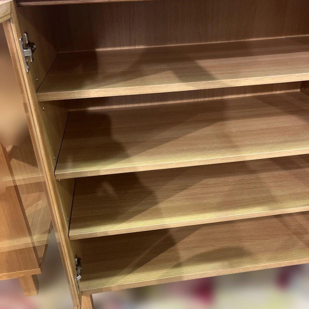 【無印良品】ガラスキャビネット◆３枚扉◇オーク材◆廃盤品