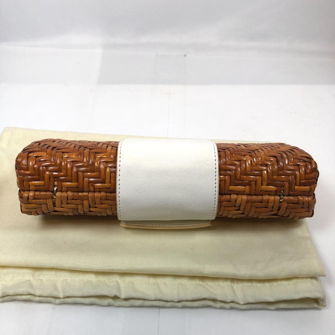 TORY BURCH クラッチバック　かごバッグ　ラタン　レザー　正規品
