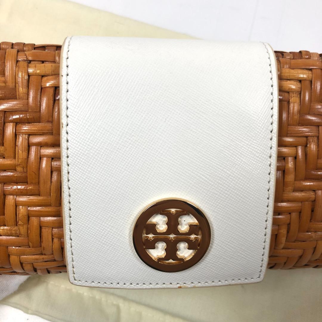 TORY BURCH クラッチバック　かごバッグ　ラタン　レザー　正規品