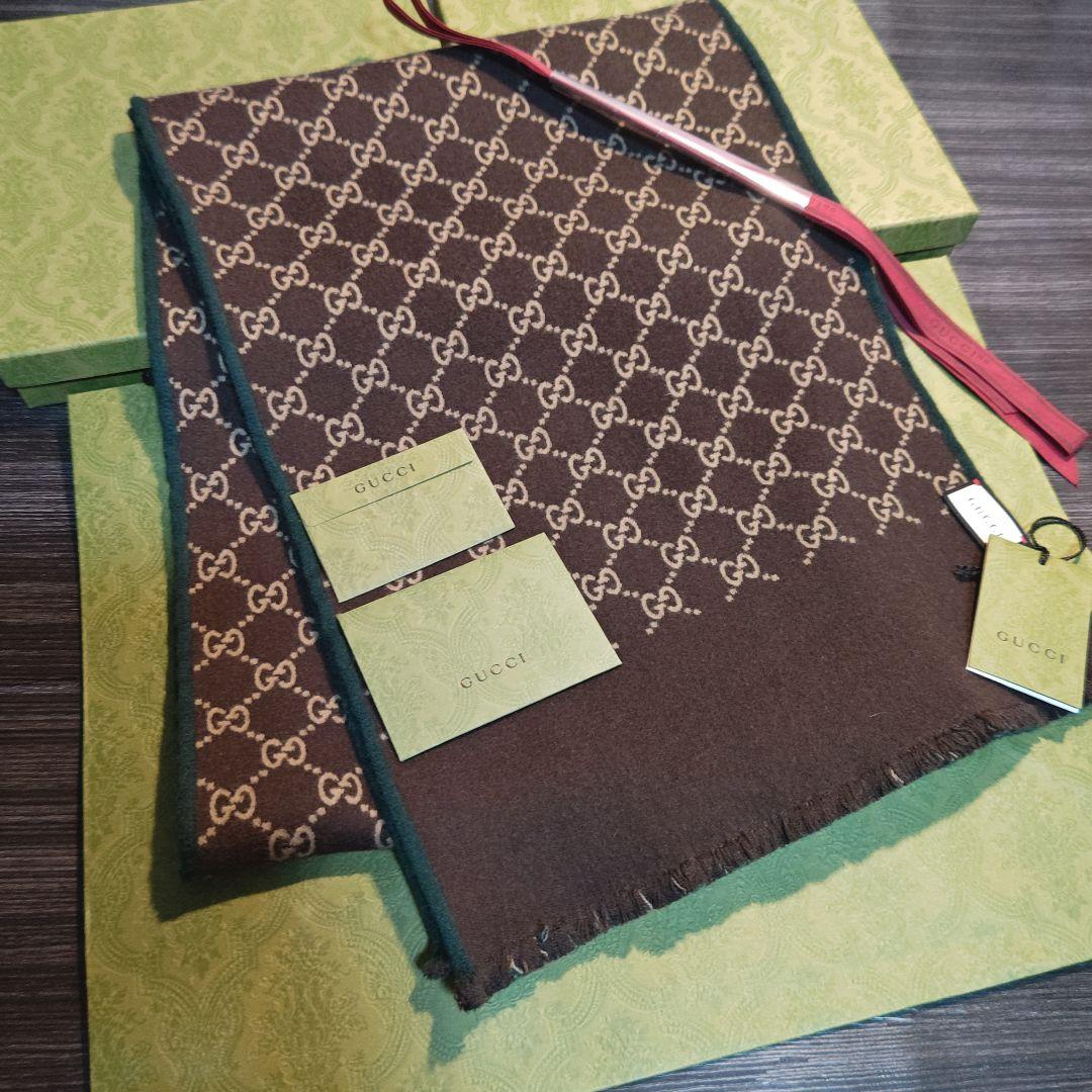 ❤新品❤GUCCI マフラー ストール ショール スカーフ❤グリーン&茶❤
