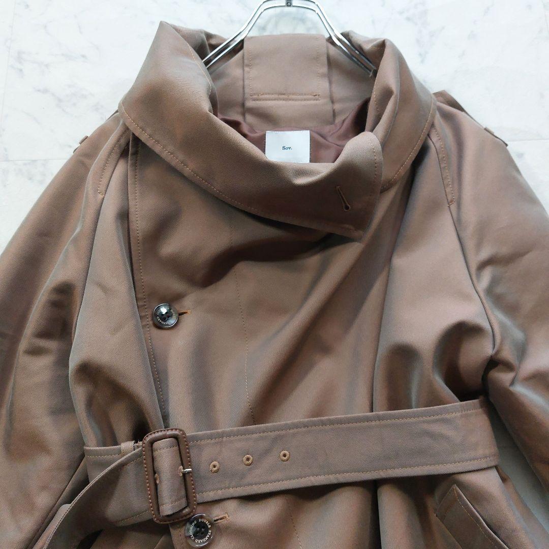 美品 ダブスタ Sov. シャンブレーツイルトレンチコート 36