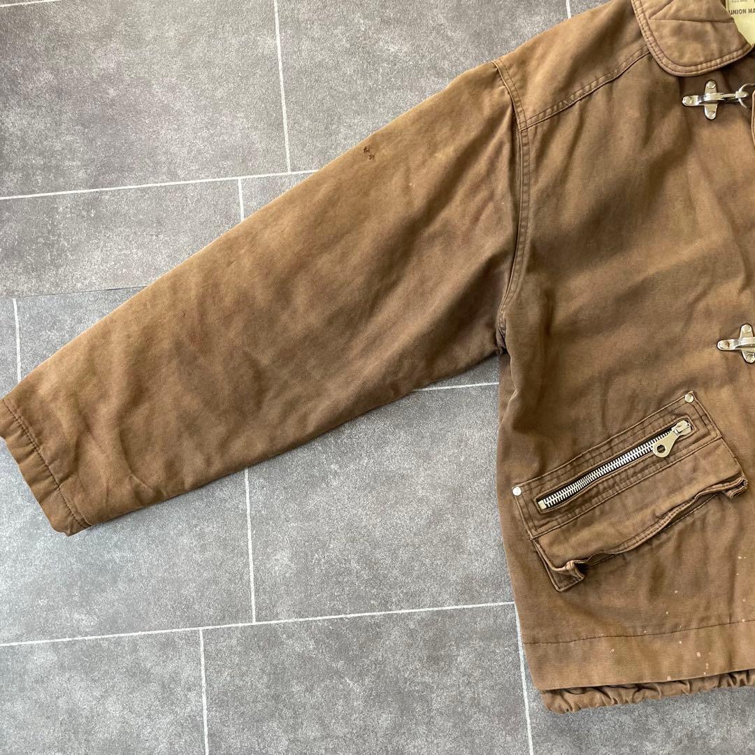 90-'s vintageダック地 ファイヤーマンジャケット ブラウン フェード