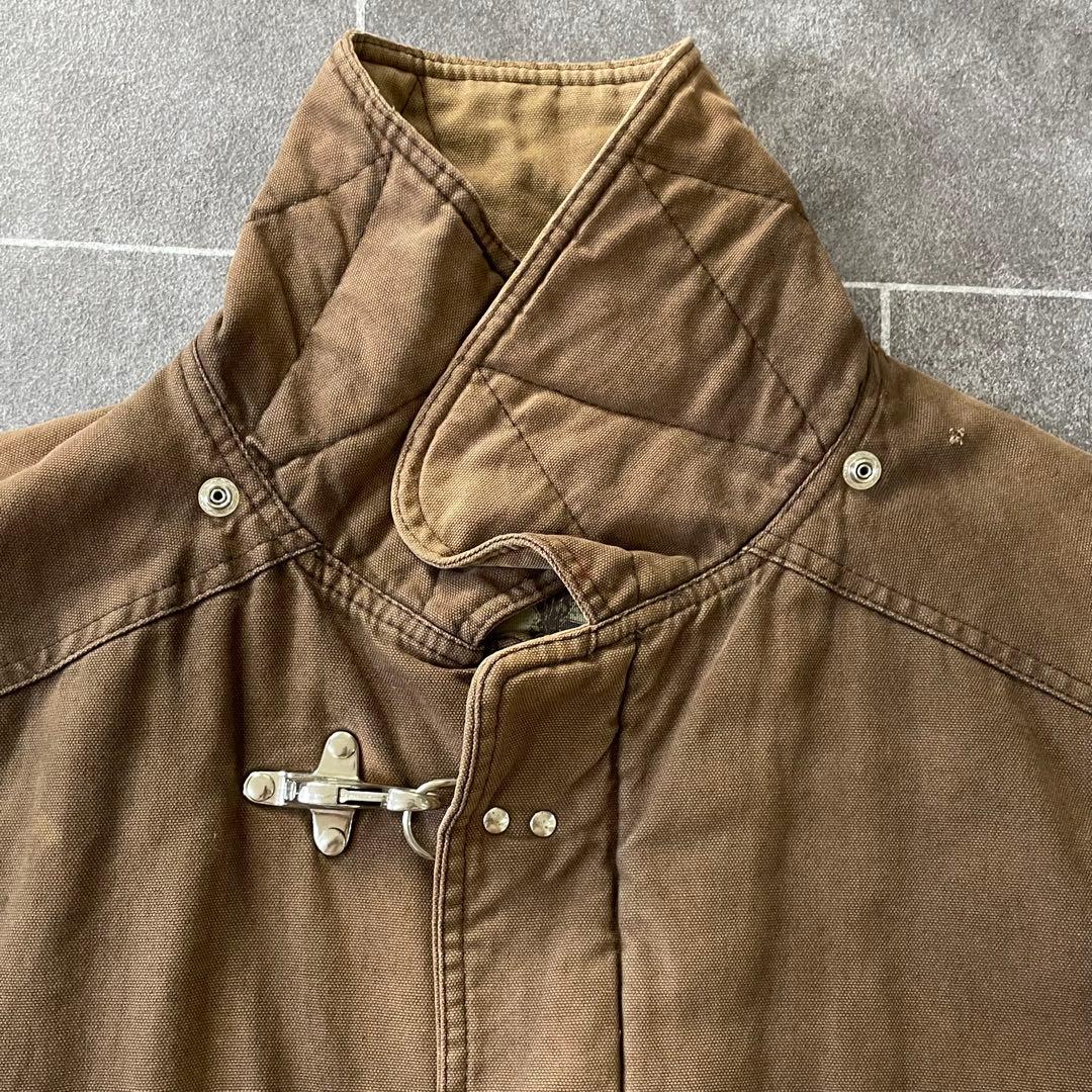 90-'s vintageダック地 ファイヤーマンジャケット ブラウン フェード