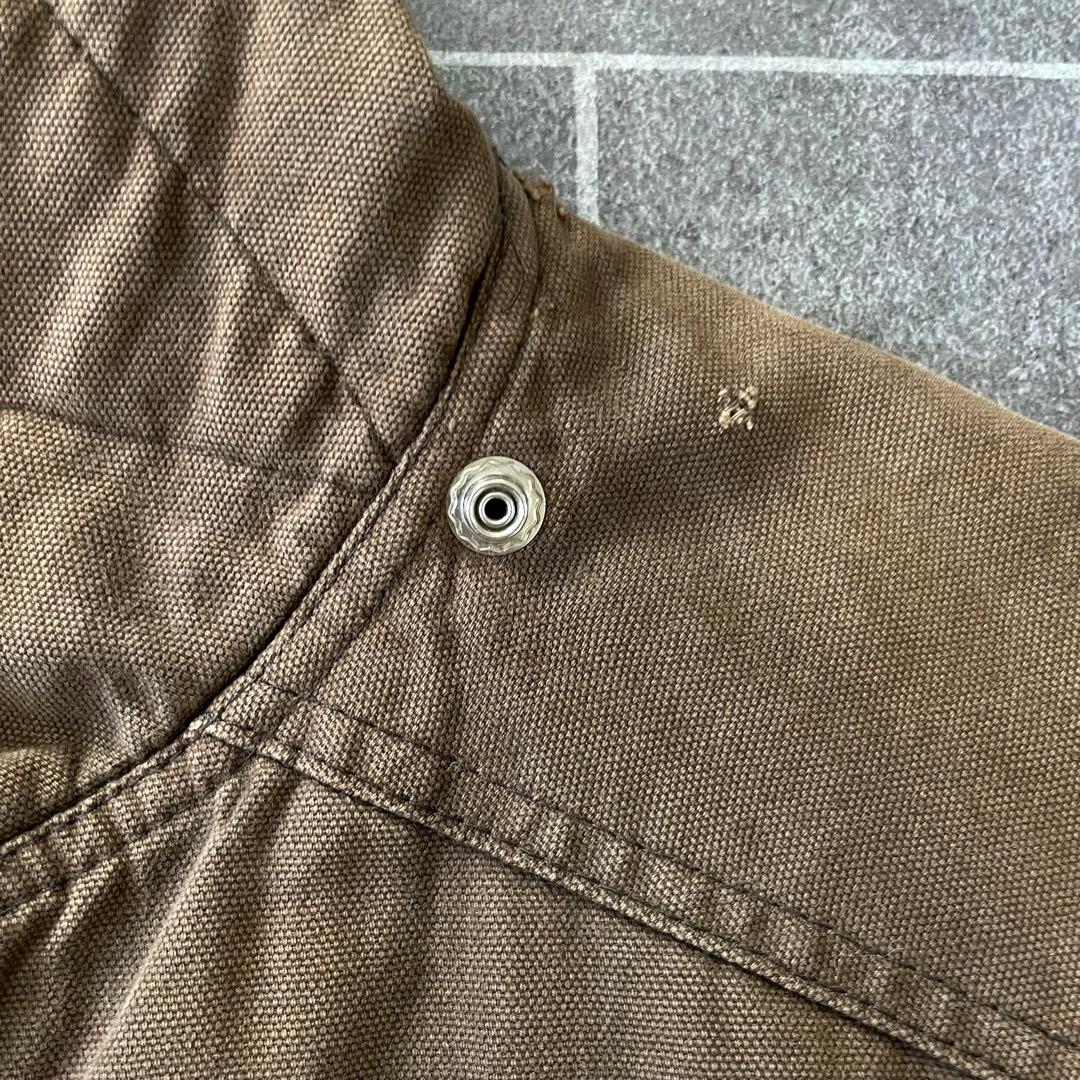 90-'s vintageダック地 ファイヤーマンジャケット ブラウン フェード