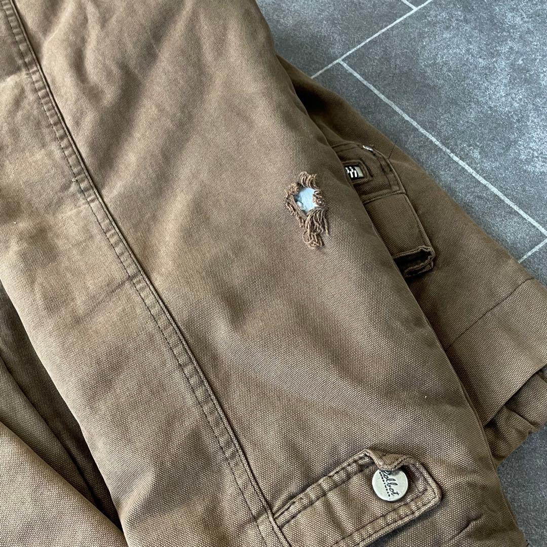 90-'s vintageダック地 ファイヤーマンジャケット ブラウン フェード