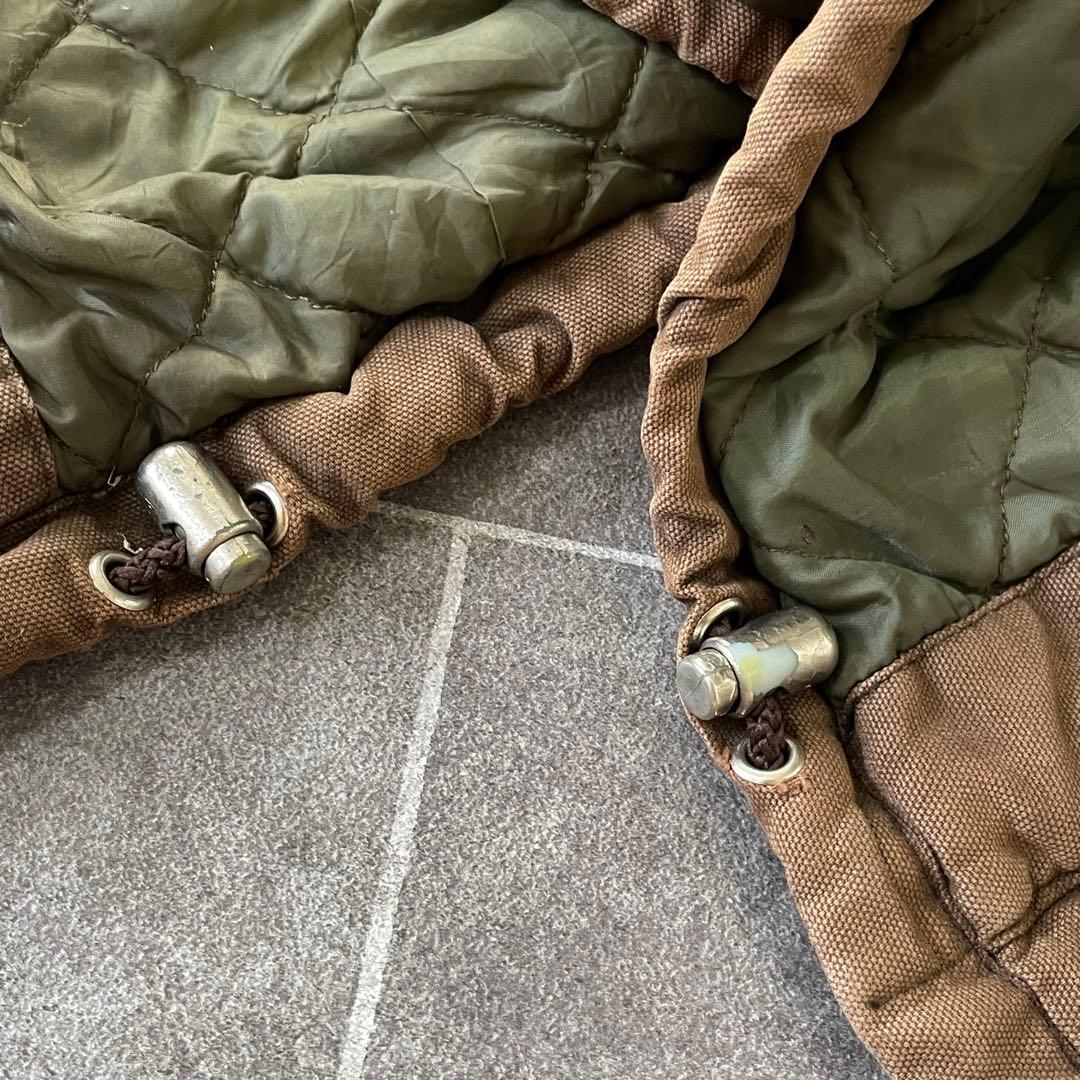 90-'s vintageダック地 ファイヤーマンジャケット ブラウン フェード